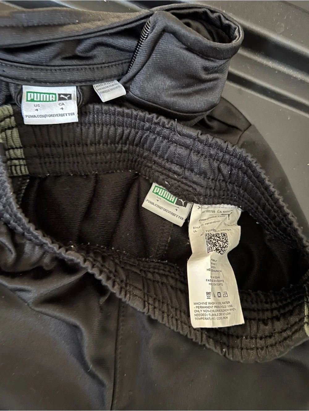 Puma Black Track Jacket and Pants with Olive Accents